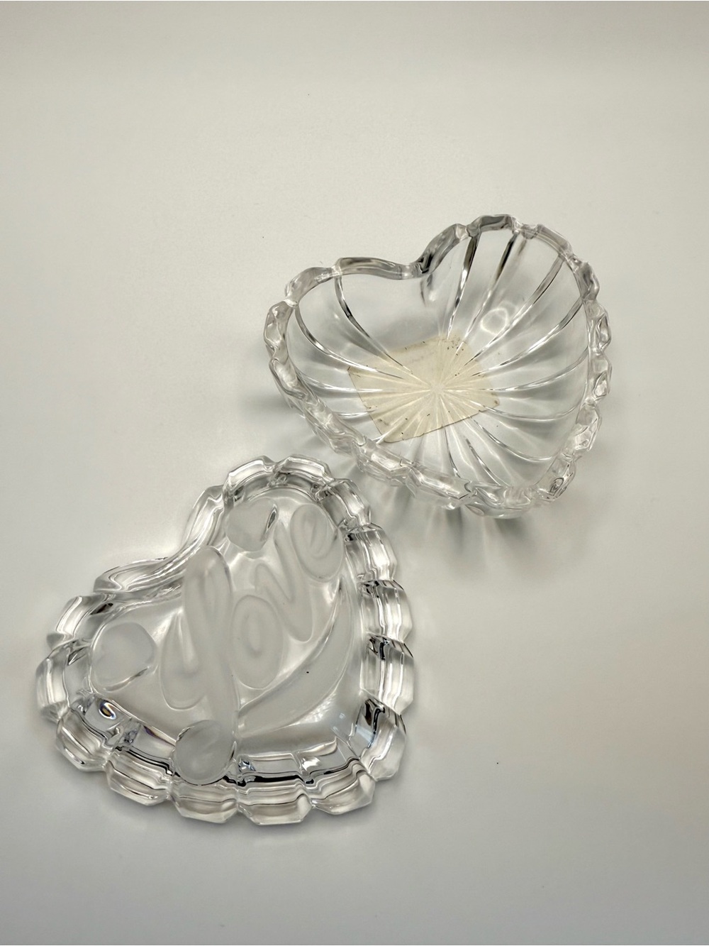 Vintage Mikasa Love Glass Heart-shaped Trinket Dish/Box- Clear Glass